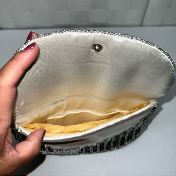 Walborg Silver Sequins Flap Over Crossbody Bag Purse Small Vintage NWT - Picture 3 of 7